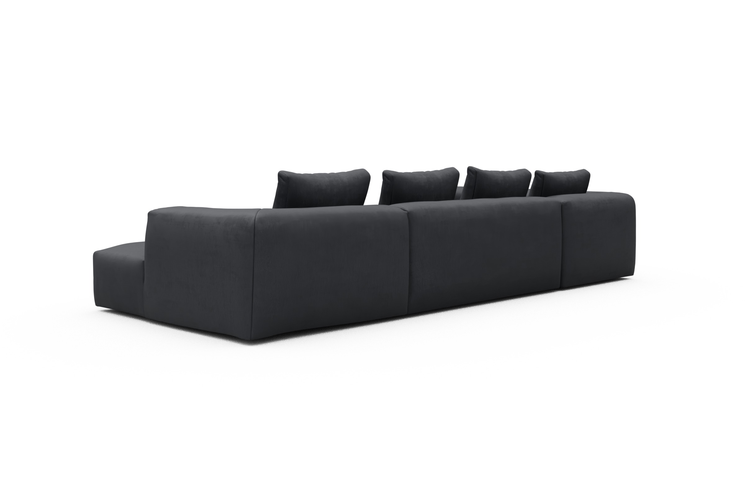 Wohnlandschaft Fred Chaiselongue rechts mit 2-Sitzer und lange Armlehne links Cordufine-Slate-Grey