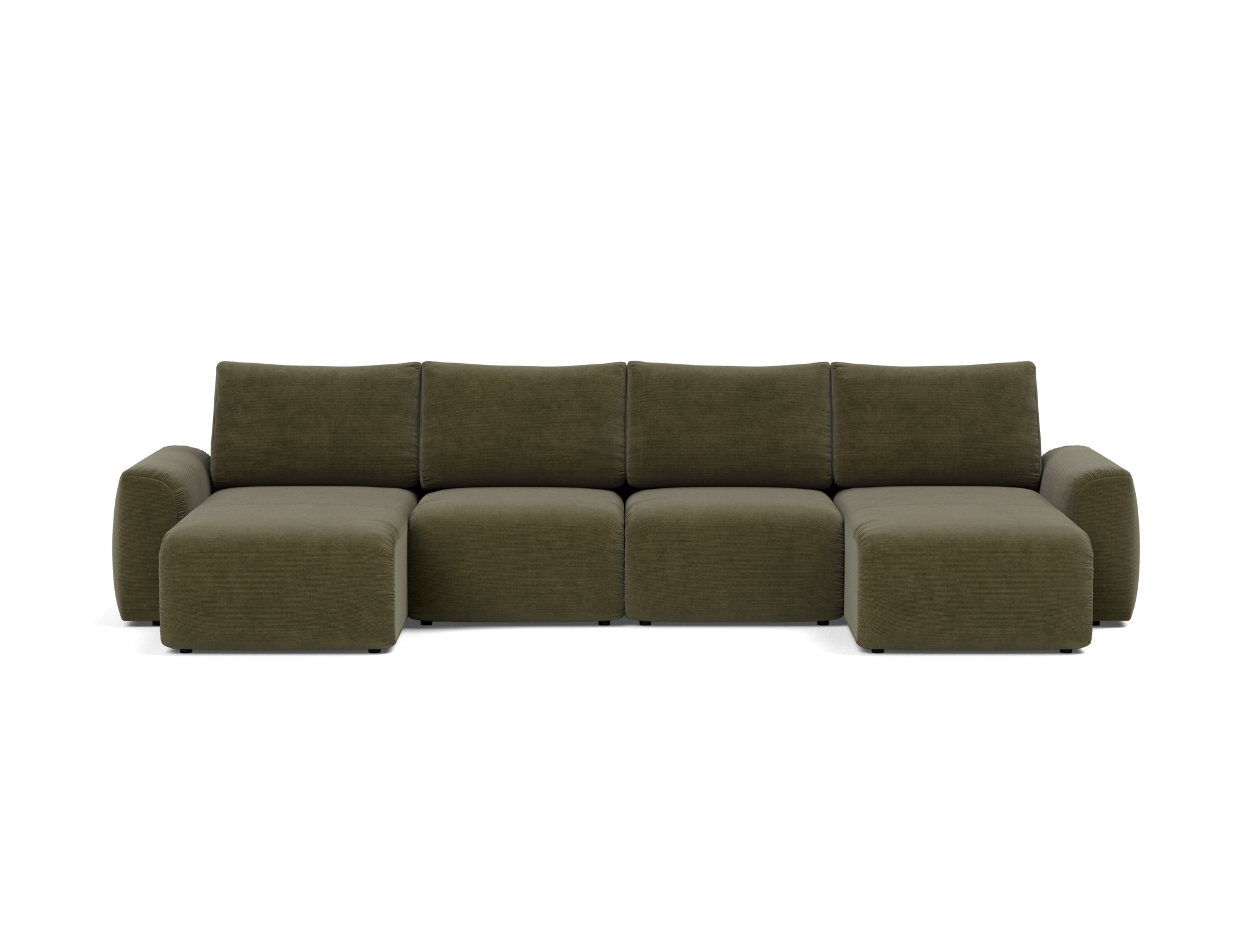 Schlafsofa Norum U-Form mit Chunky-Armlehnen Kord Cordufine 316-Pine-Green