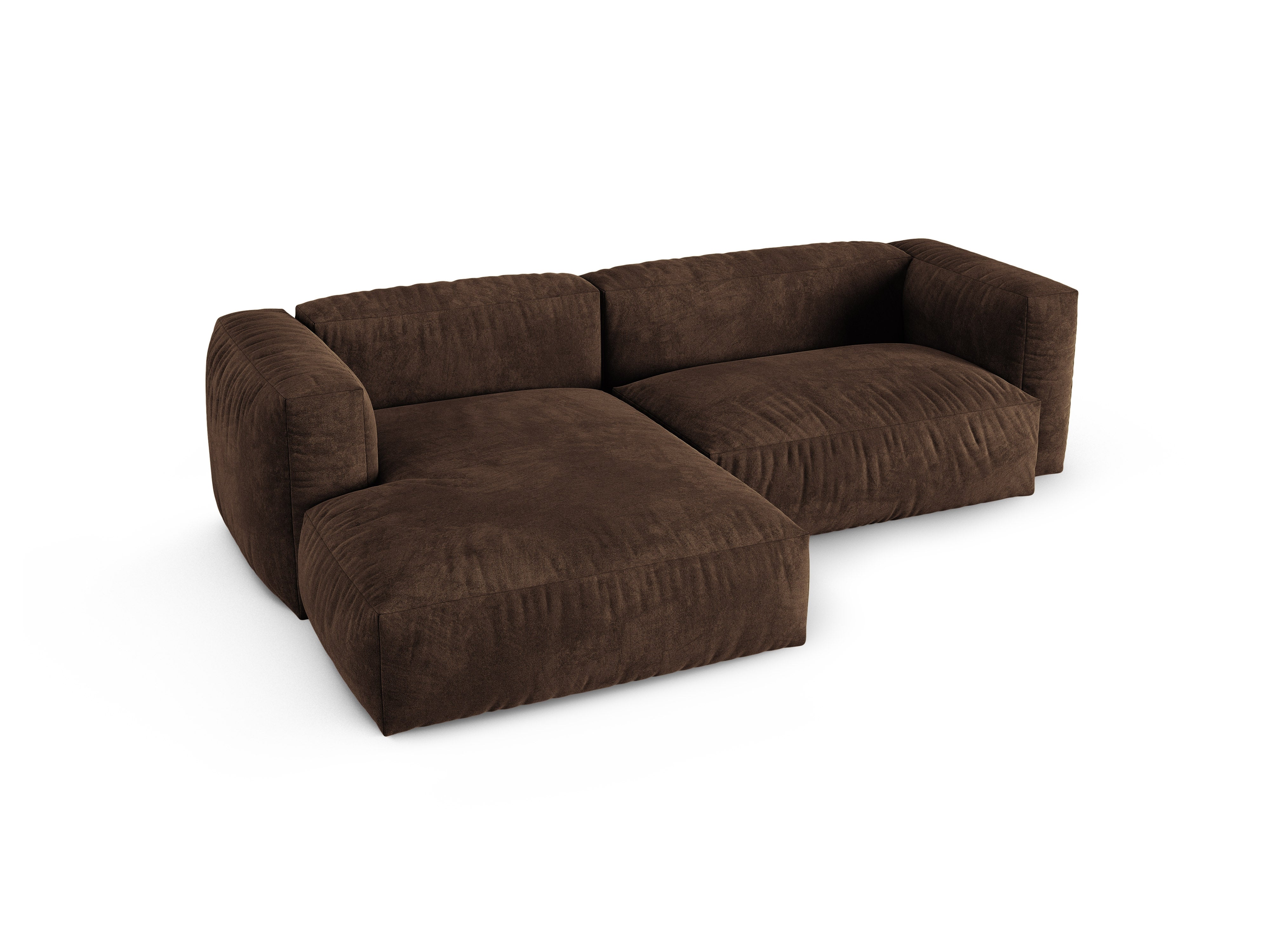Micadoni Ecksofa Martina 2-Sitzer 90cm Sitztiefe Samt Vogue Schokolade Links