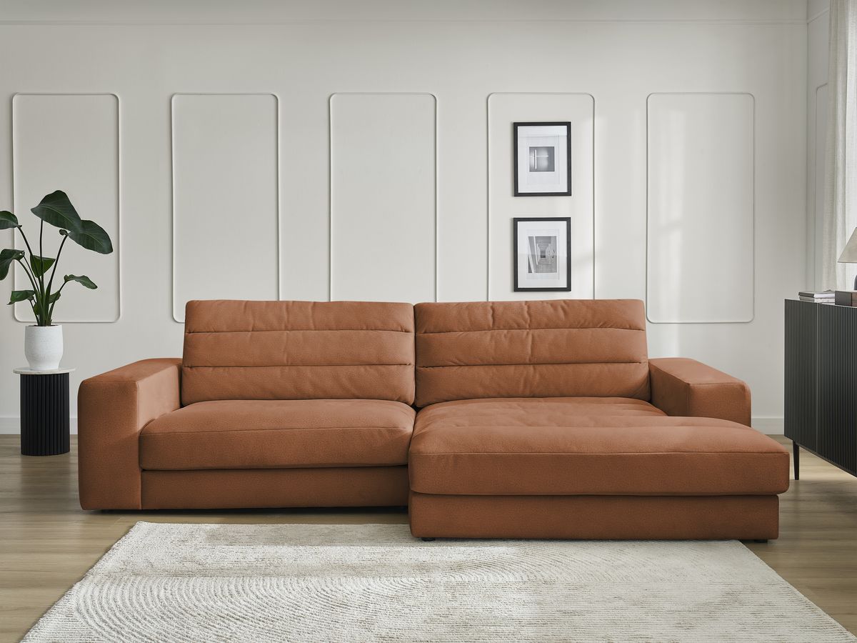 Bobochic Sierra Ecksofa Samt Orange Ecke rechts