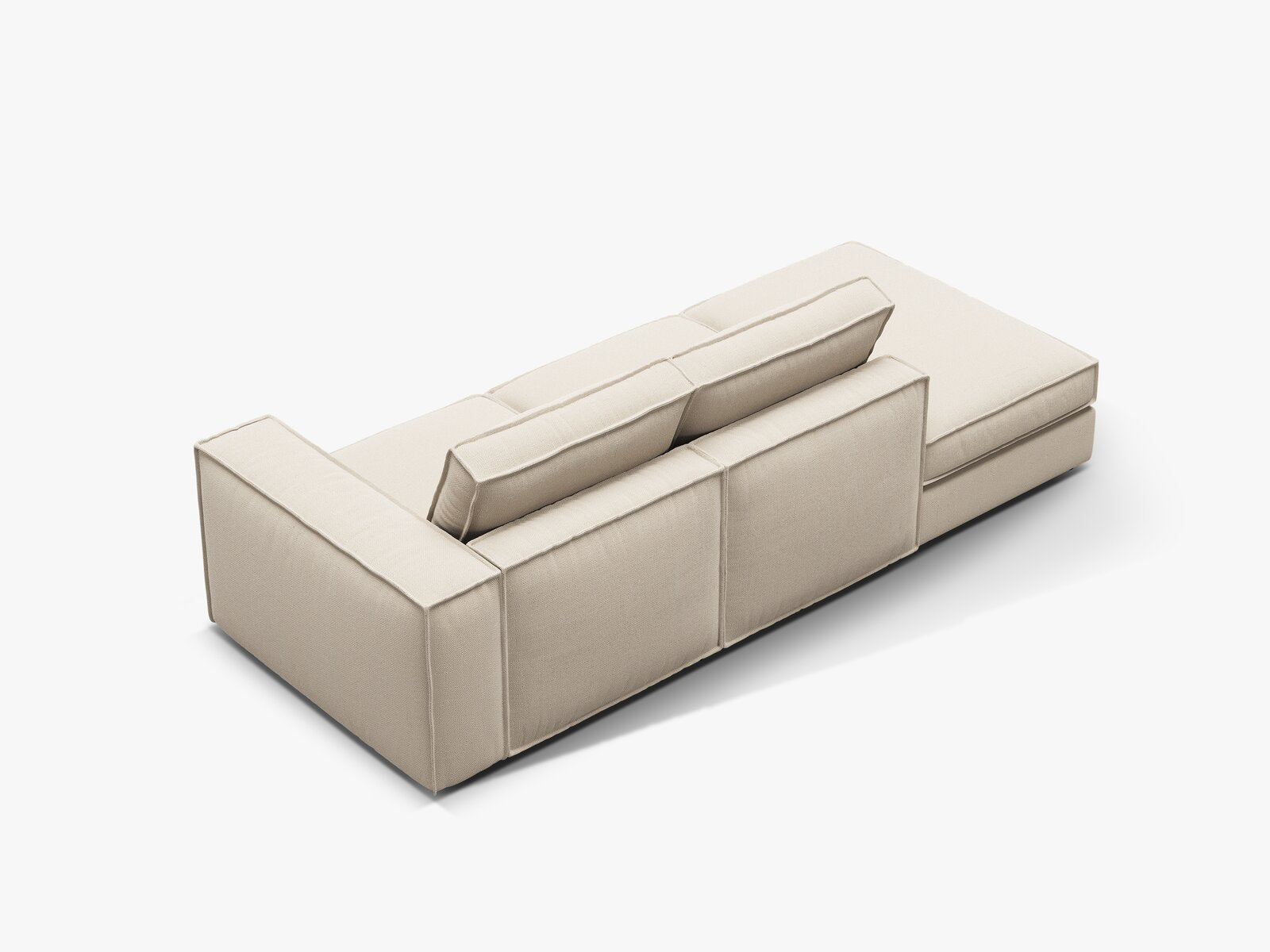 Micadoni modulares offenes Sofa Pola 3-Sitzer Links Strukturierter Stoff Babel Beige