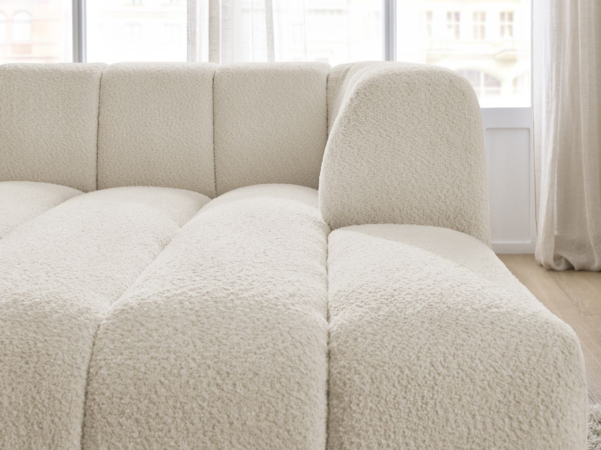 Bobochic Annecy Méridienne-Modul Bouclé-Stoff Beige Ecke rechts