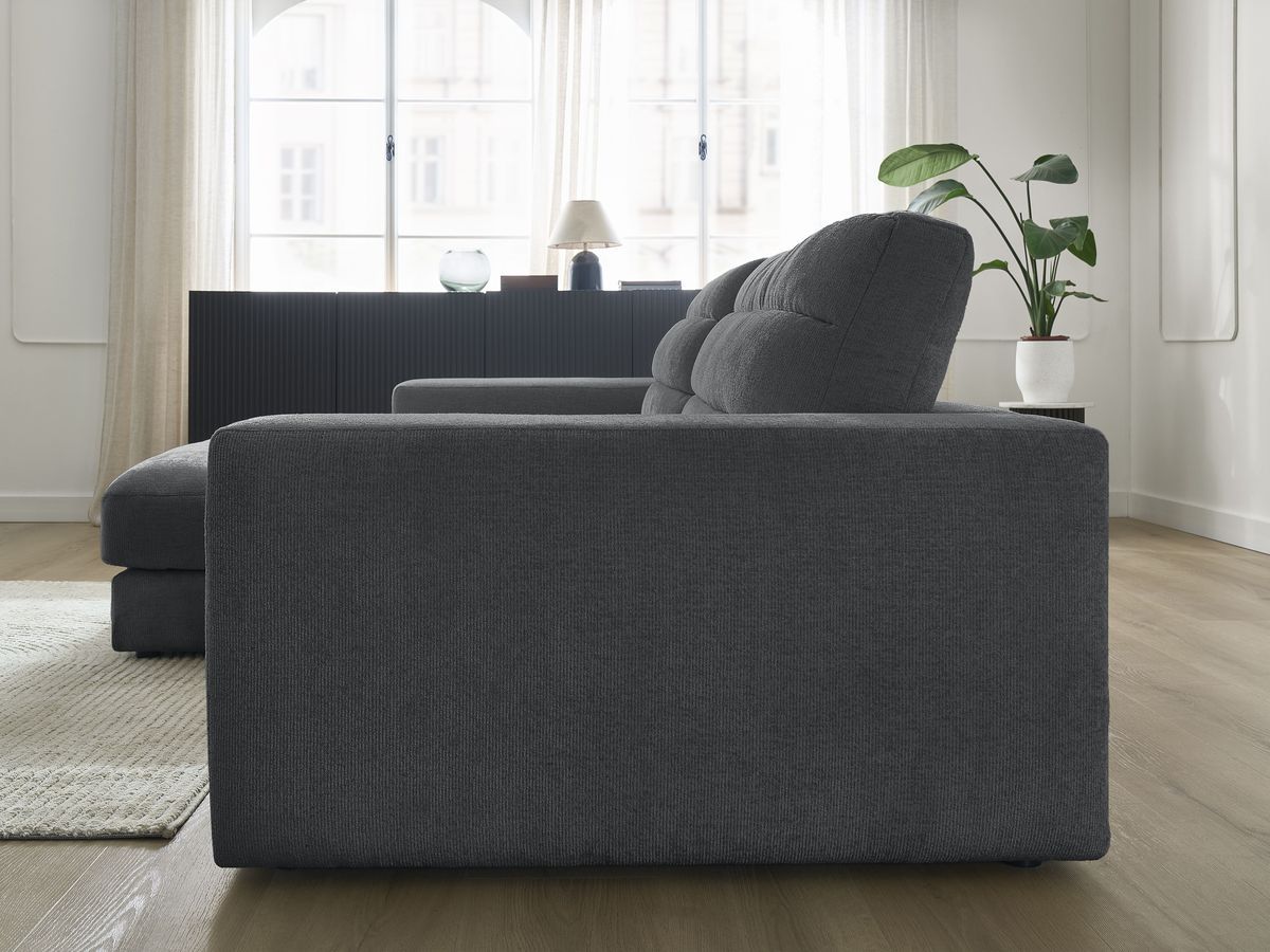 Bobochic Sierra Ecksofa Strukturstoff Dunkelgrau Ecke links