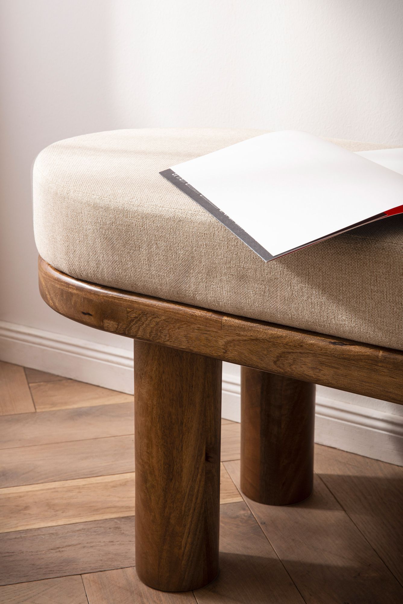 Sitzbank Moldjord Polster Stoff Beige 140 × 40 × 47 cm