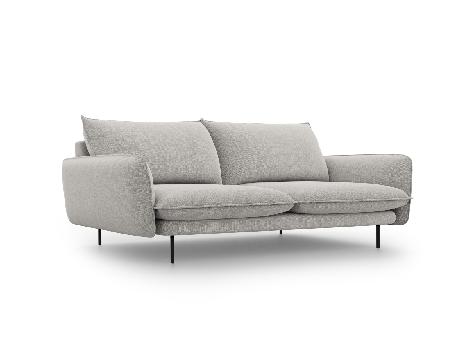 Cosmopolitan Design Sofa Vienna 4-Sitzer Strukturierter Stoff Asgard/Positano Hellgrau Beine Schwarzes Metall