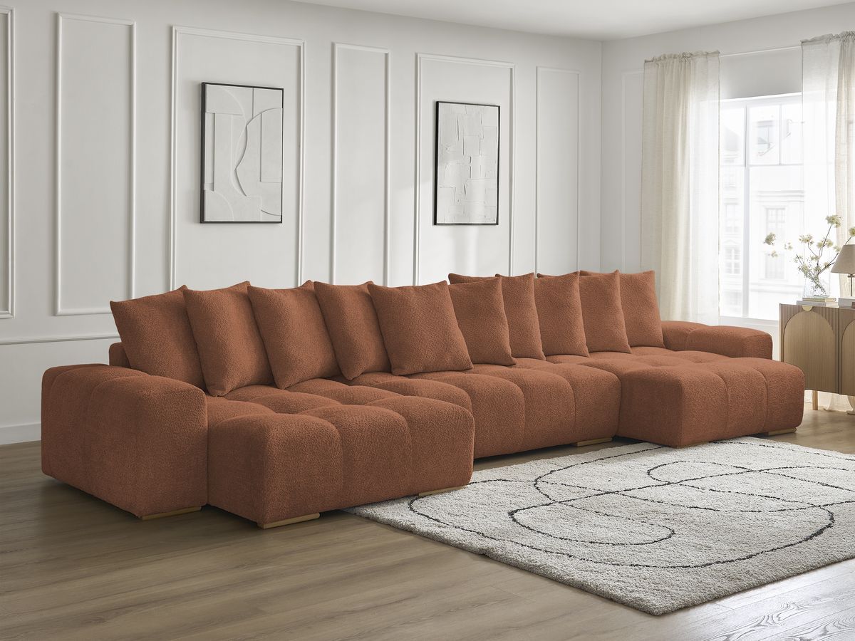 Bobochic Anakin Wohnlandschaft, 10 Kissen Bouclé-Stoff Orange
