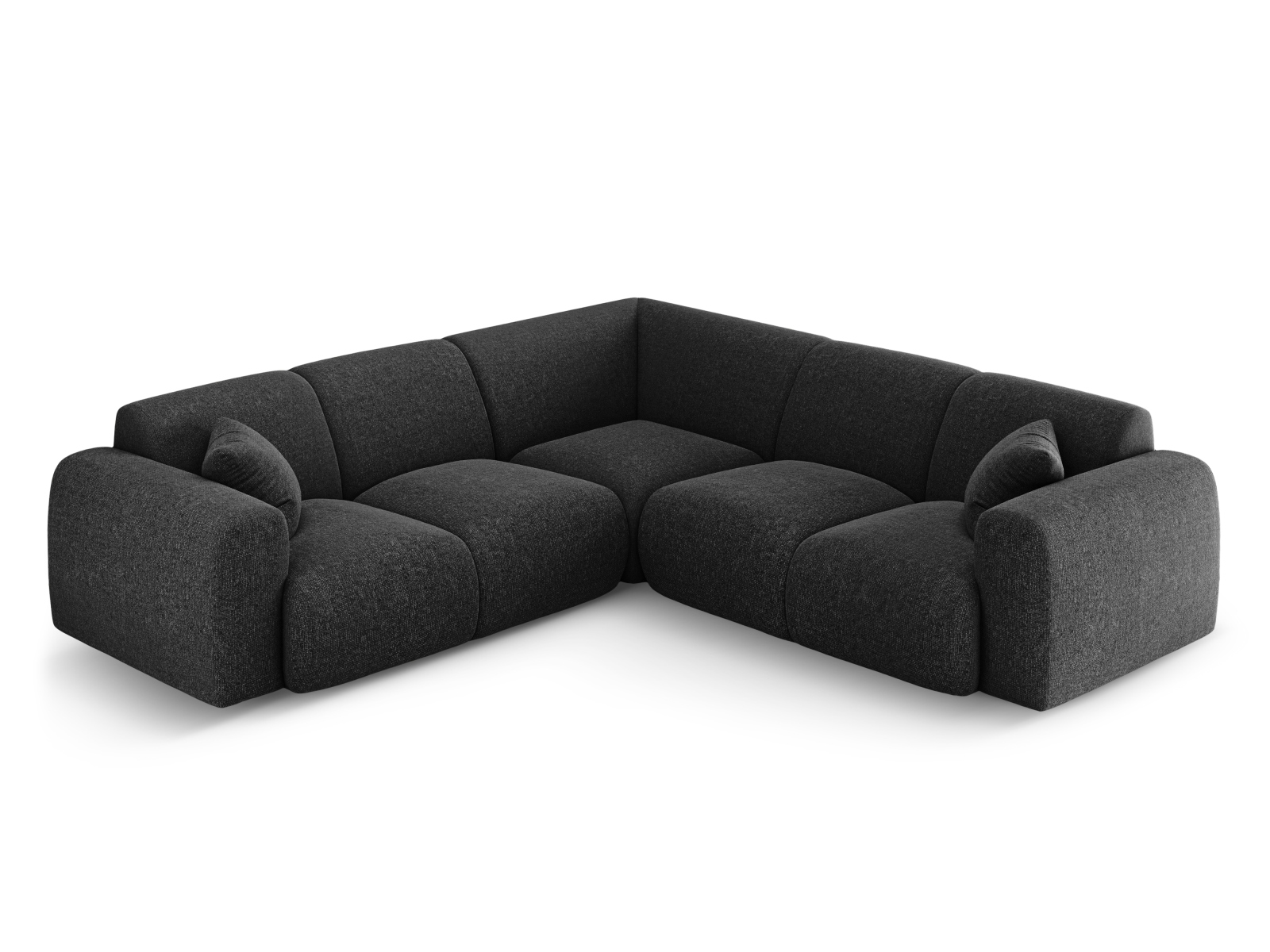 Cosmopolitan Design Symmetrisches Ecksofa Nolio 5-Sitzer Chenille Haga Schwarz