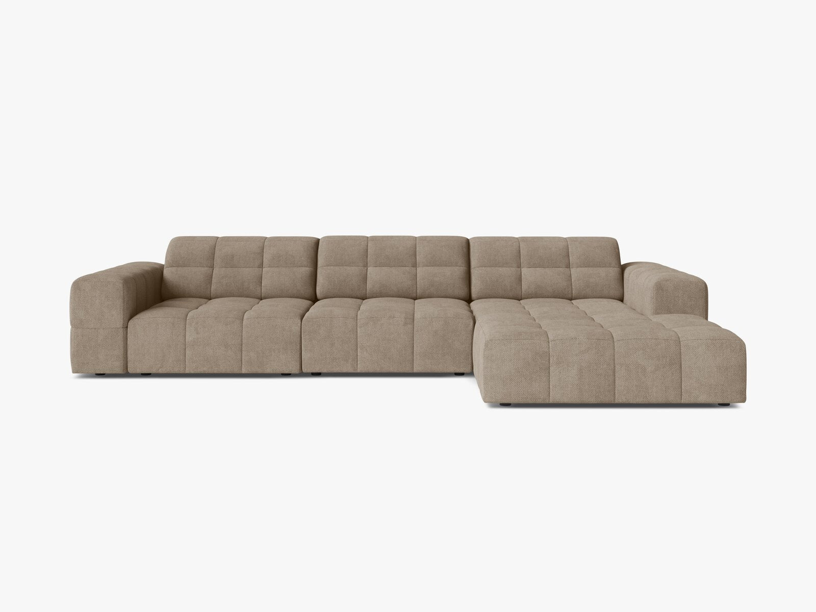 Micadoni Ecksofa Jennifer 4-Sitzer Chenille Eden Dunkelbeige Rechts