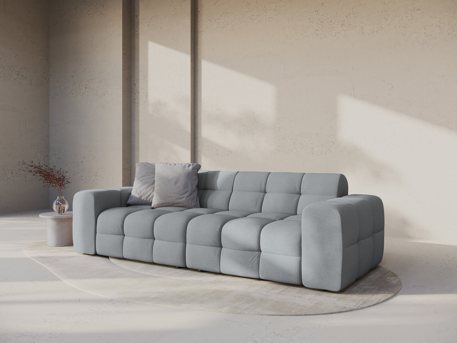 Micadoni Sofa Kendal 4-Sitzer Strukturierter Stoff Platinum