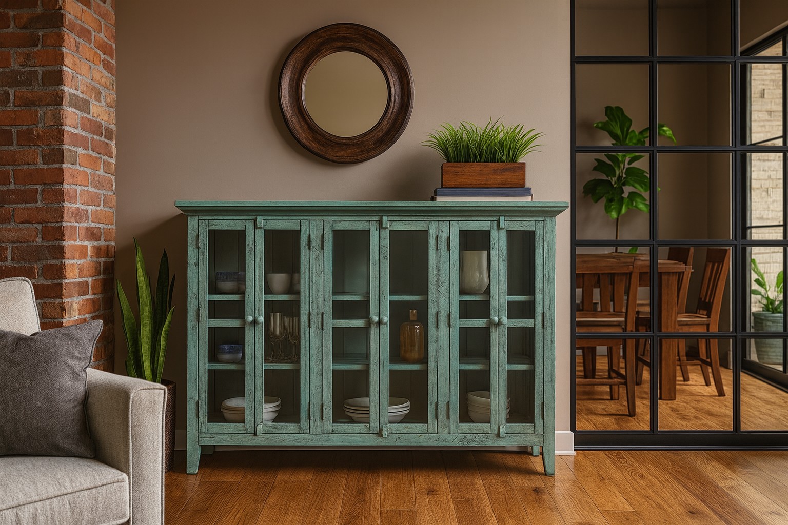 Livin Hill Highboard Avola Rustikal Türkis/Mint
