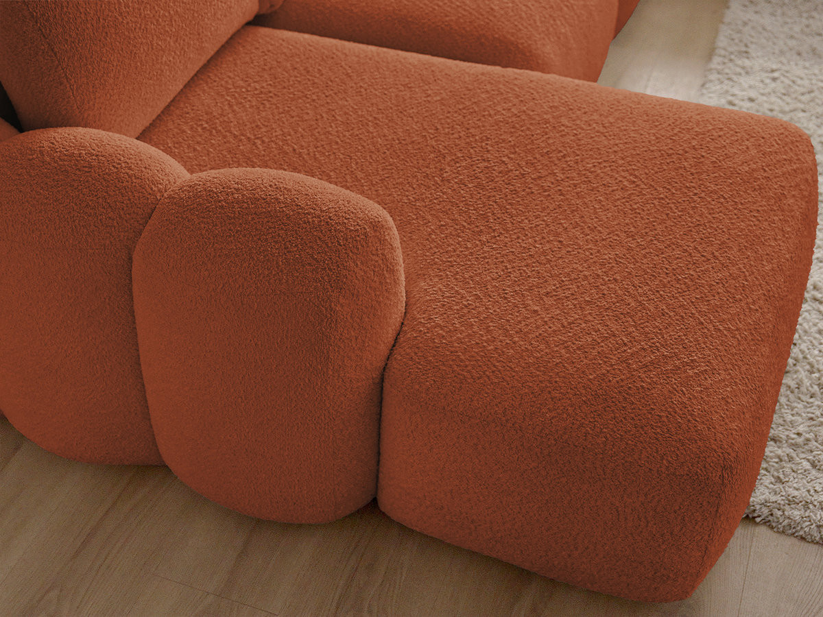 Bobochic Montaigne Schlafsofa 3-Sitzer mit Bettkasten Bouclé-Stoff Orange