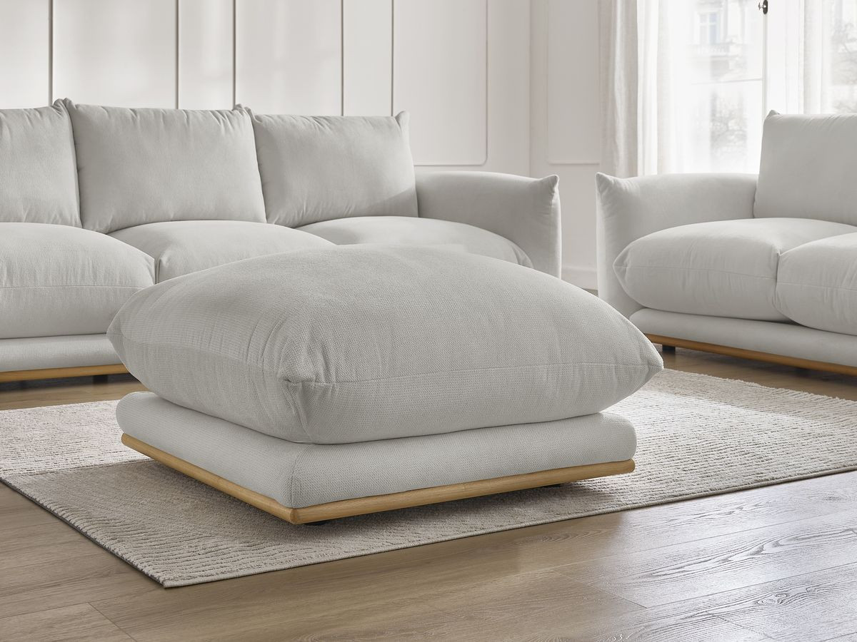 Bobochic Ernest Sofa 6-Sitzer mit Pouf Stoff Hellgrau