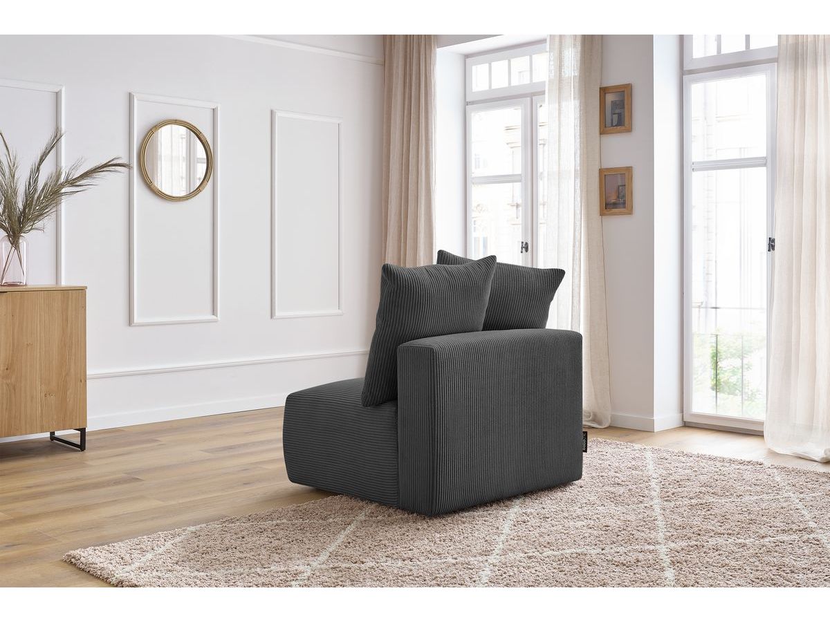 Bobochic Voltaire Sofamodul 1-Sitzer 90 × 100 cm Cordsamt Dunkelgrau