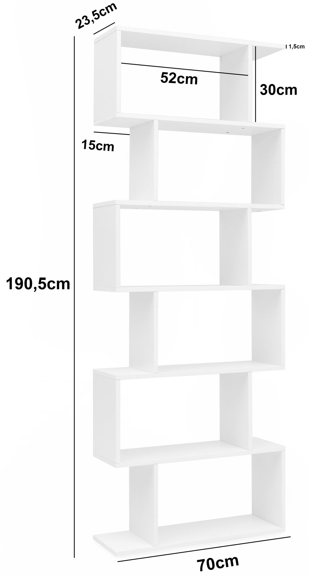 Bücherregal Harlev Weiß 70 × 23,5 × 190,5 cm