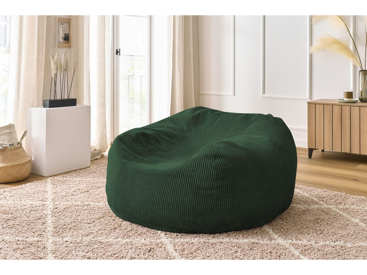 Bobochic Voltaire Pouf 120 × 70 cm Cordsamt Grün