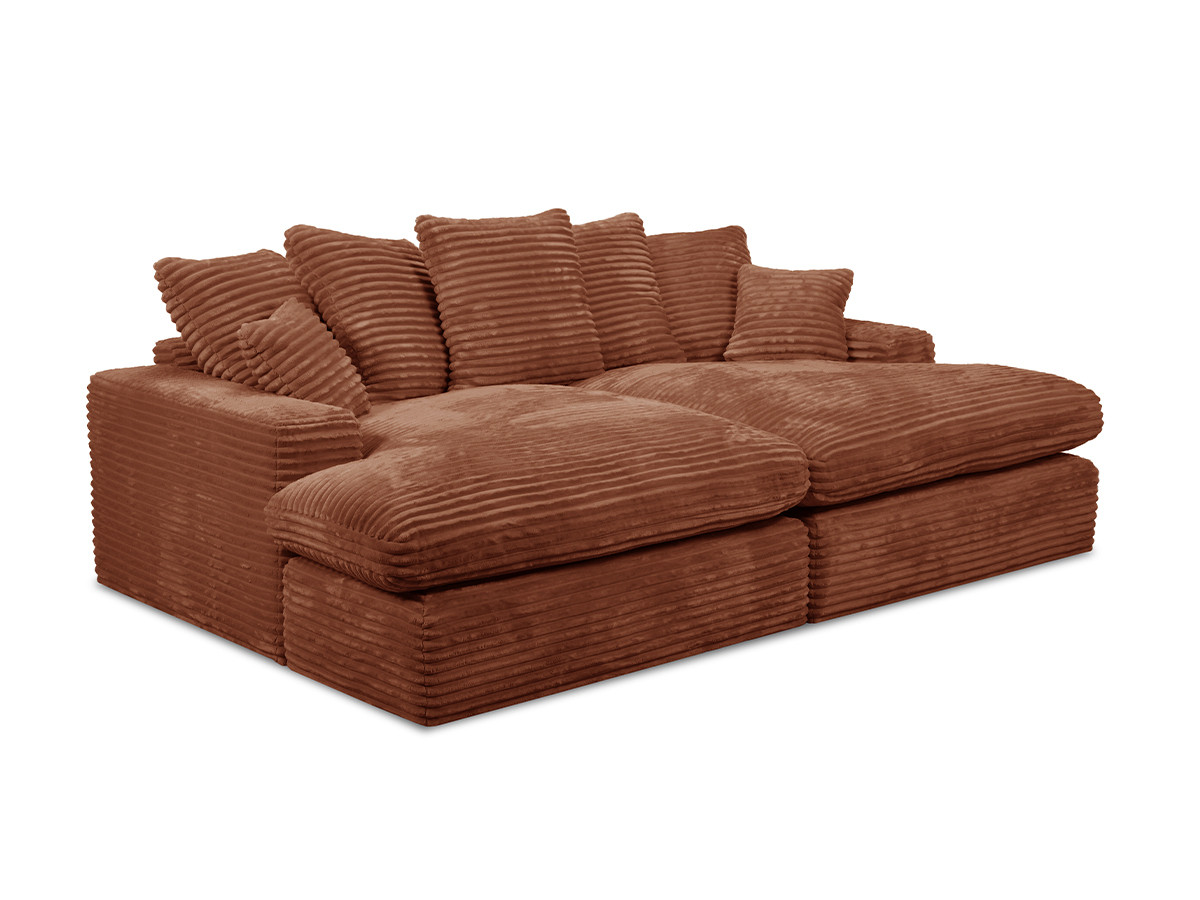 Bobochic Nevada Sofa 3-Sitzer 226 × 150 cm Breitcord weich Orange