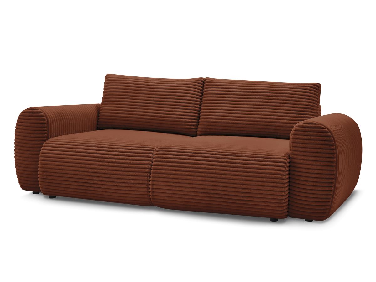 Bobochic Lucien Schlafsofa 3-Sitzer mit Bettkasten Breitcord weich Orange
