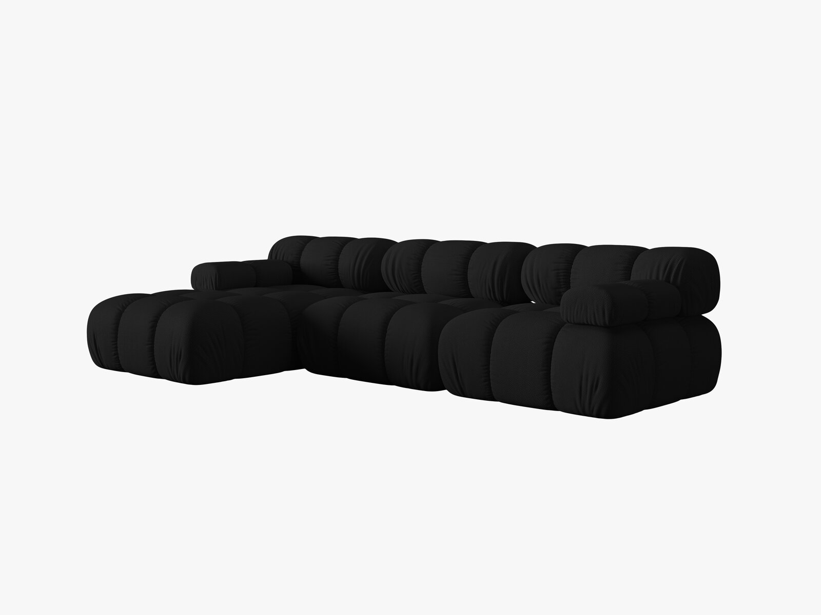 Micadoni Modulares Ecksofa Bellis 4-Sitzer Links 3D-Stoff Sonic Schwarz