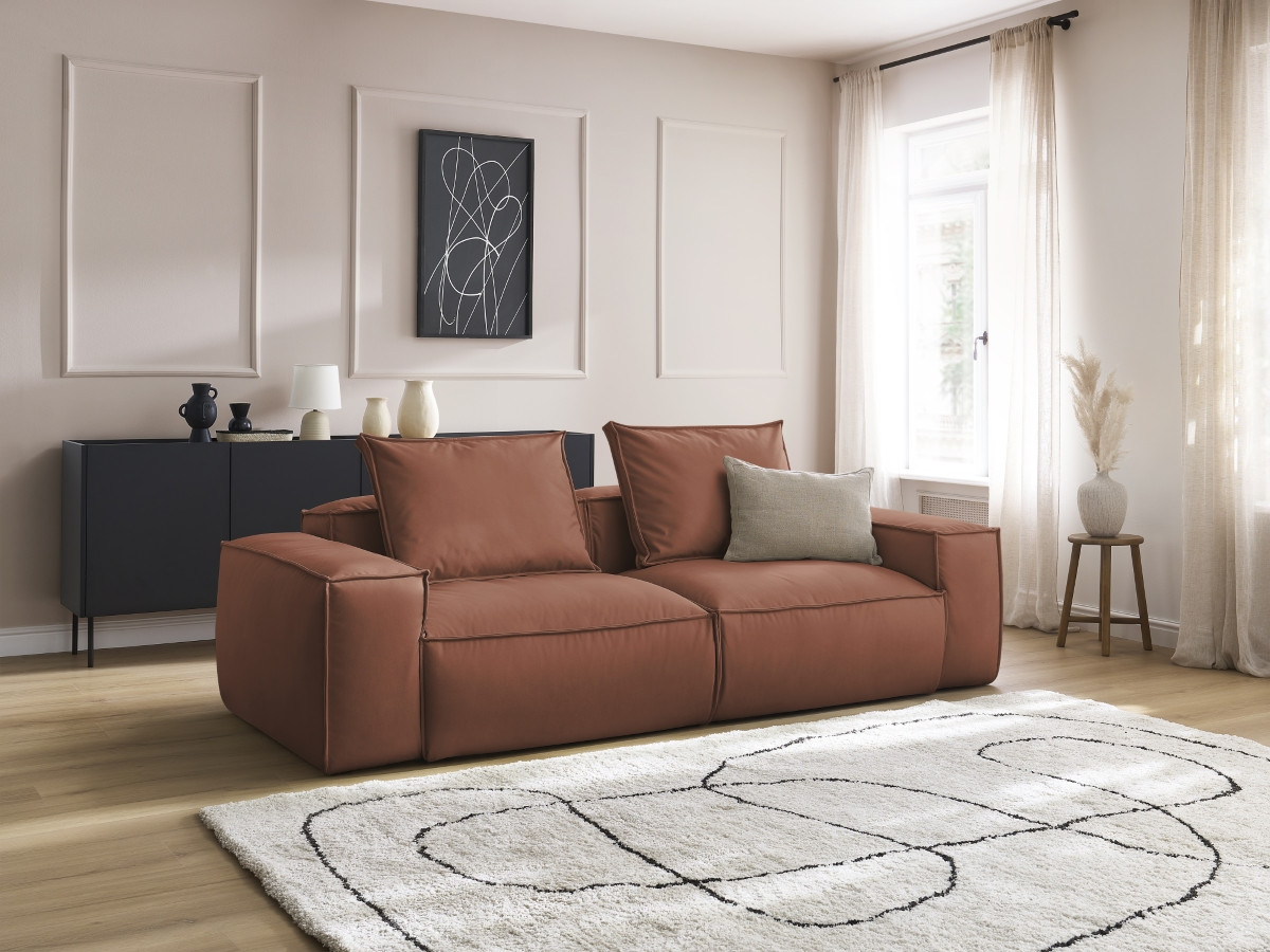 Bobochic Boheme Sofa 3-Sitzer Kunstleder Dunkelbraun