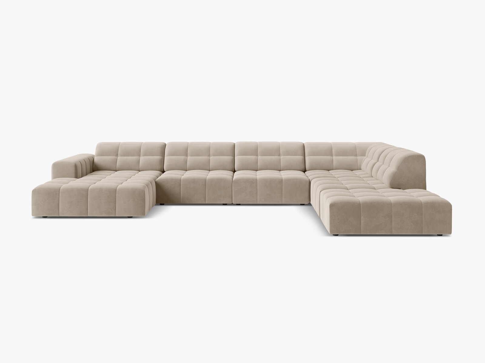 Micadoni Panorama Ecksofa Jennifer 7-Sitzer Rechts Samt Bluvel Dunkelbeige