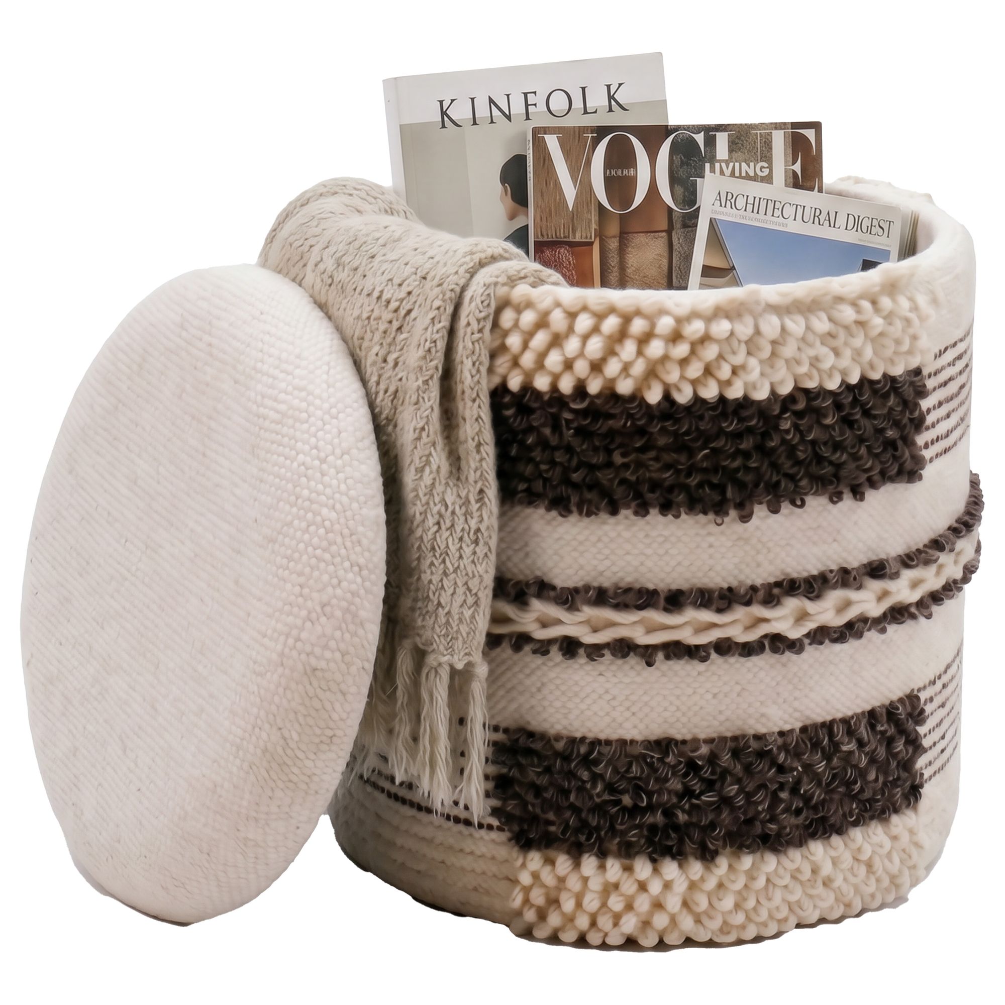 Sitzhocker Vassenden Stoff Beige Ø 40 cm