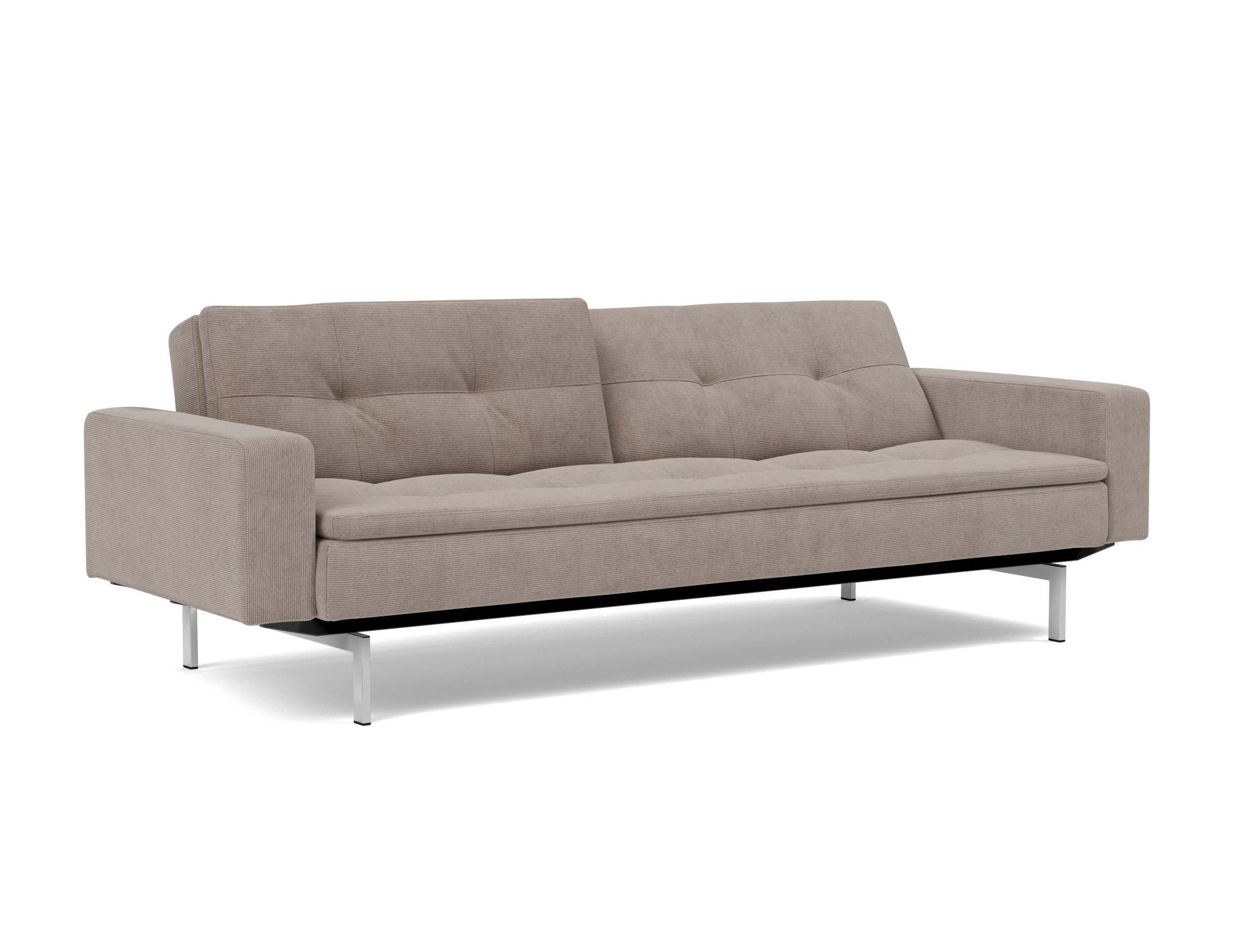 Schlafsofa Dublexo mit Armlehnen Kord Cordufine 318-Beige Beine Chrom