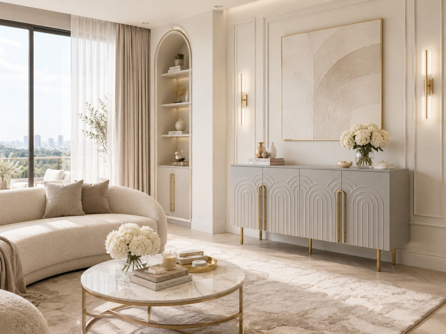 Livin Hill Sideboard Stilig, Beine Hellgrau/Goldfarben