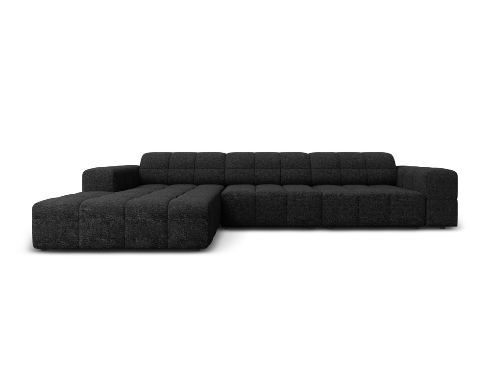 Cosmopolitan Design Ecksofa Chicago 4-Sitzer Chenille Haga Schwarz Links