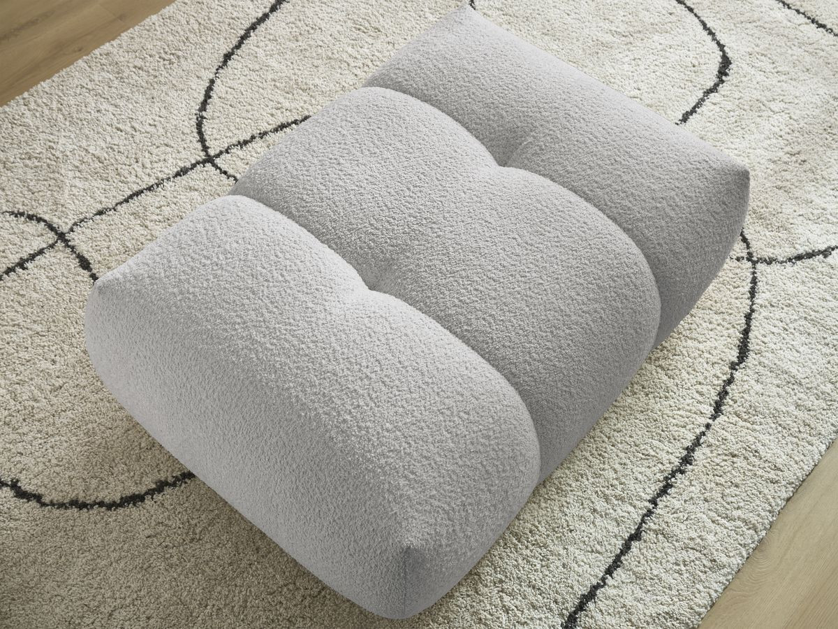 Bobochic Fuji Pouf Bouclé-Stoff Hellgrau