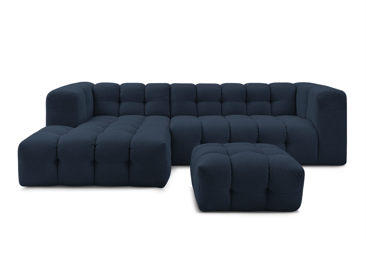 Bobochic Cloud Ecksofa mit Pouf 288 × 184 cm Stoff Dunkelblau Ecke links