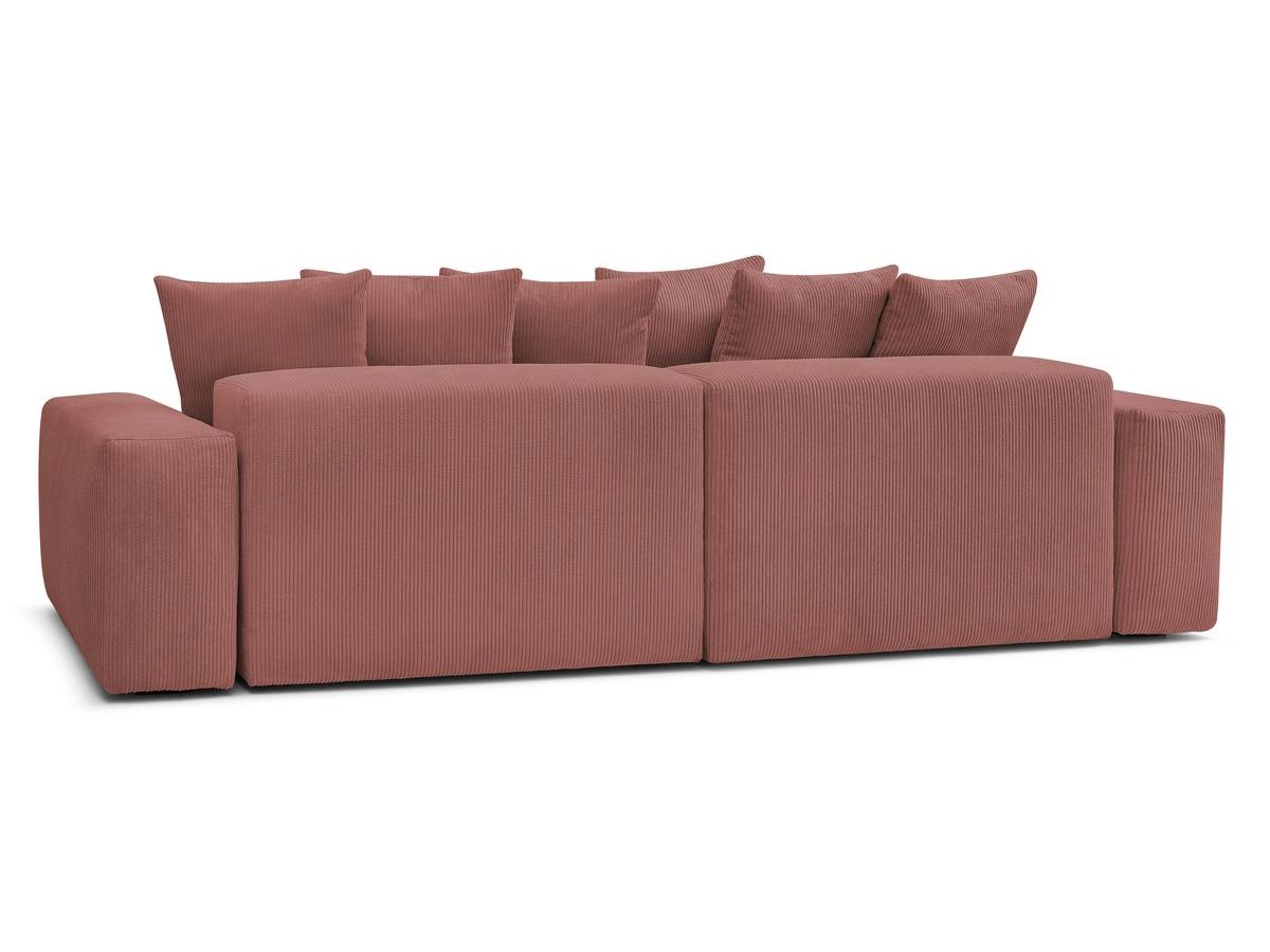 Bobochic Voltaire Ecksofa mit Schlaffunktion und Bettkasten und Pouf Cordsamt Rosa