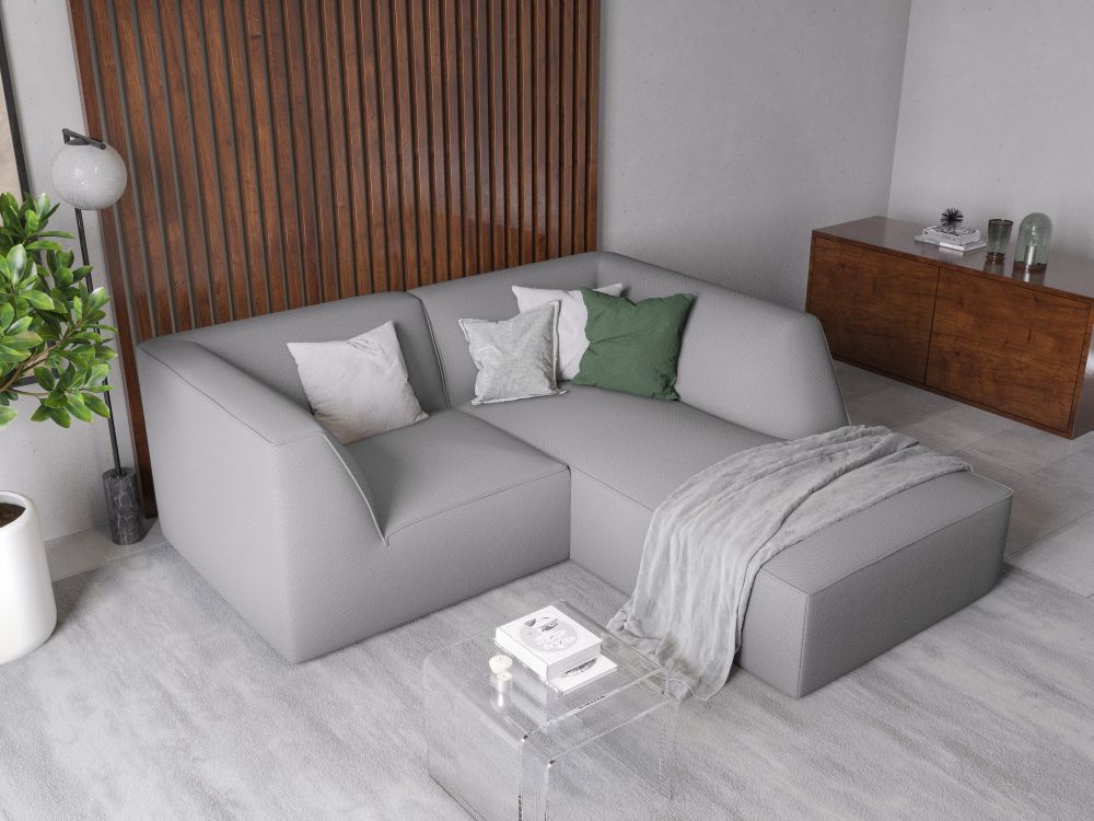 Cosmopolitan Design Ecksofa Siena 3-Sitzer Strukturierter Stoff Ottawa Hellgrau Rechts