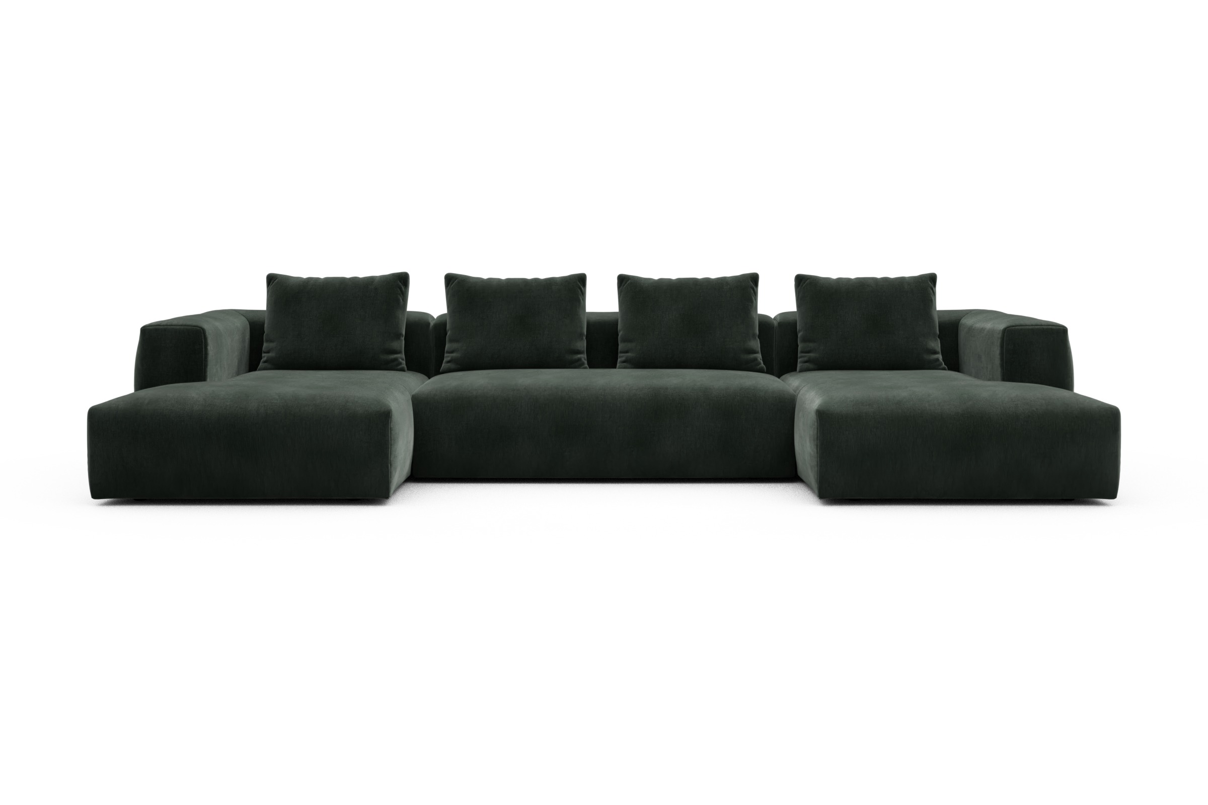 Skandi Home Wohnlandschaft Fred mit 2-Sitzer und Chaiselongue beidseitig Smooth-Laurel-Green moebelfaktor