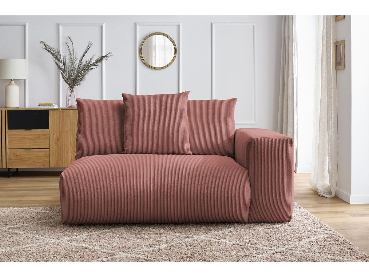 Bobochic Voltaire Sofamodul 2-Sitzer 178 × 100 cm Cordsamt Rosa Ecke rechts