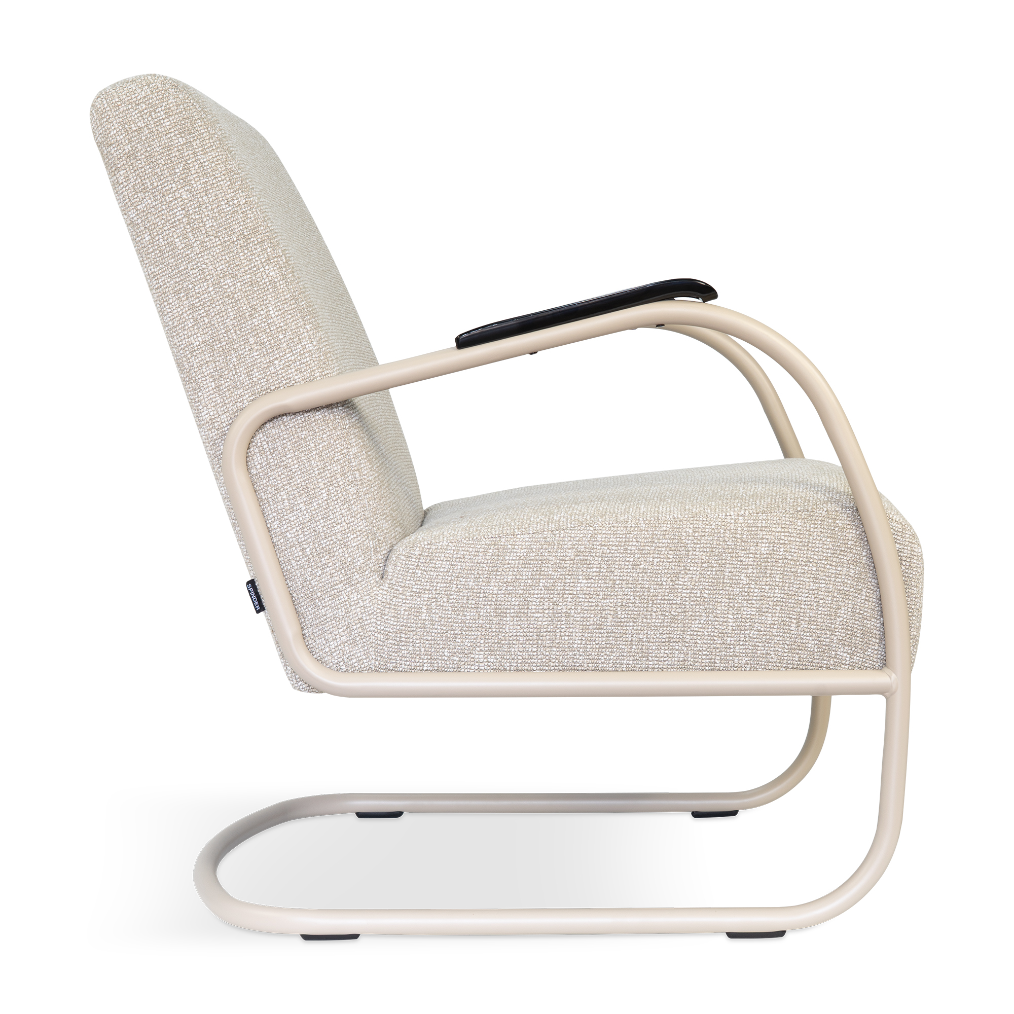 Spinder Design Retro Sessel Mushroom / Sandstone Bouclé – Seitenansicht, freigestellt