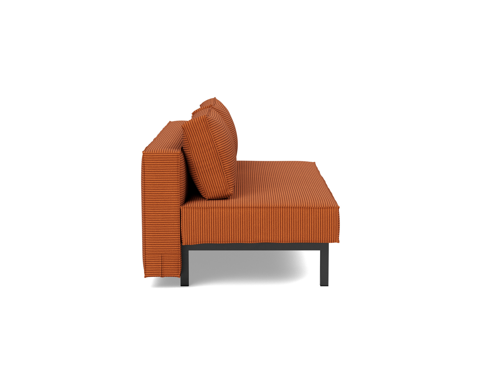 Schlafsofa Sly Kord Corduroy 595-Burnt-Orange Beine Schwarzes Metall