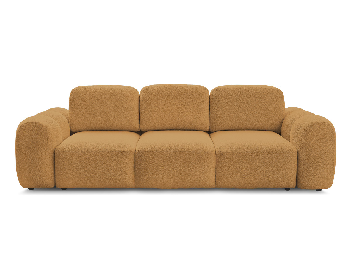 Bobochic Montaigne Schlafsofa 3-Sitzer mit Bettkasten Bouclé-Stoff Gelb