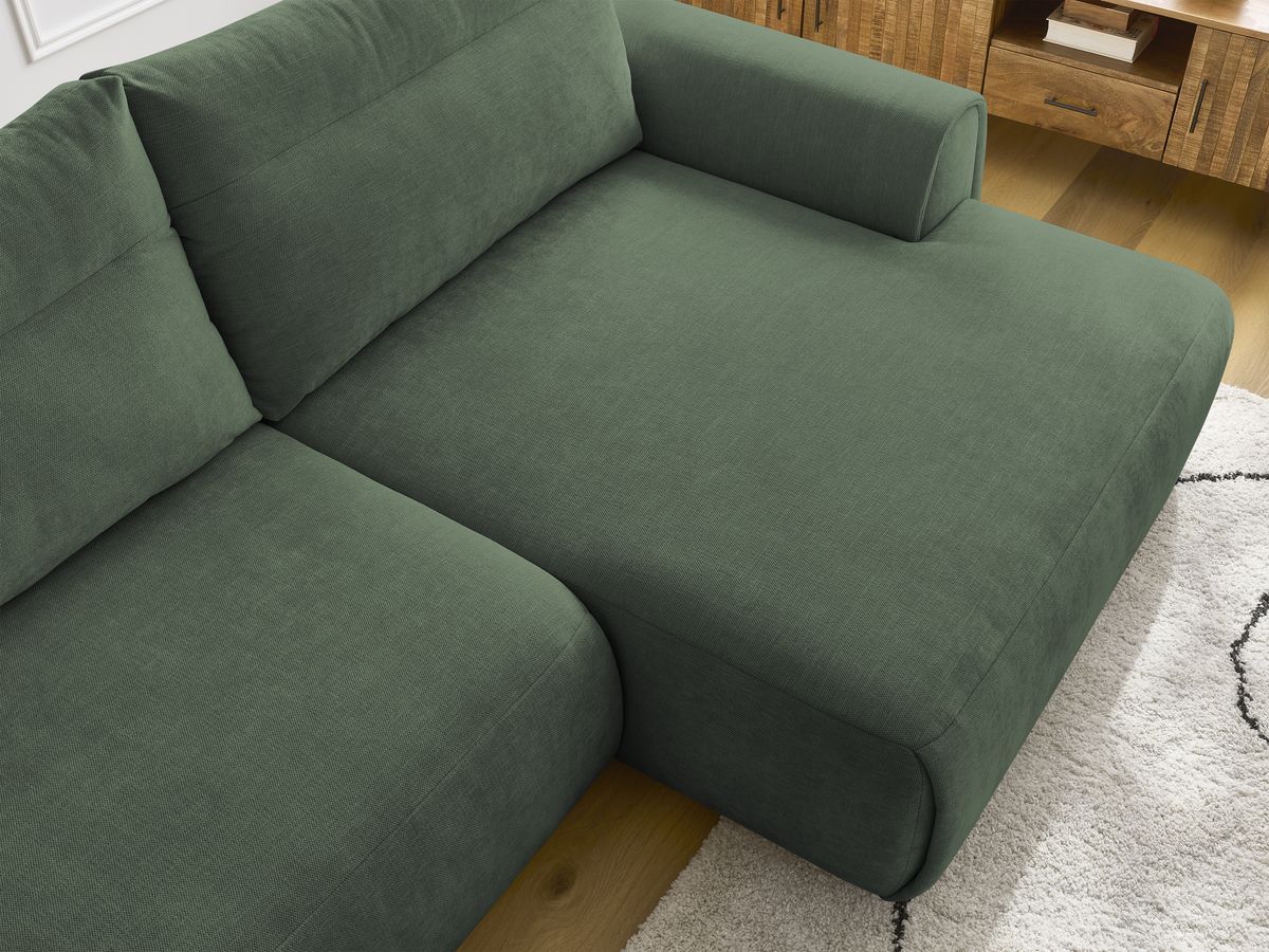 Bobochic Aden Ecksofa 293 × 152 cm Stoff Grün Ecke rechts
