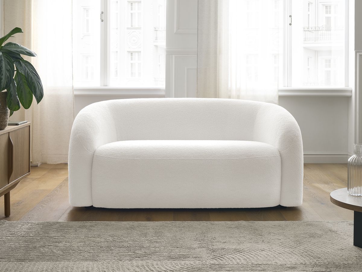 Bobochic Elina Sofa 2-Sitzer Bouclé-Stoff Weiß