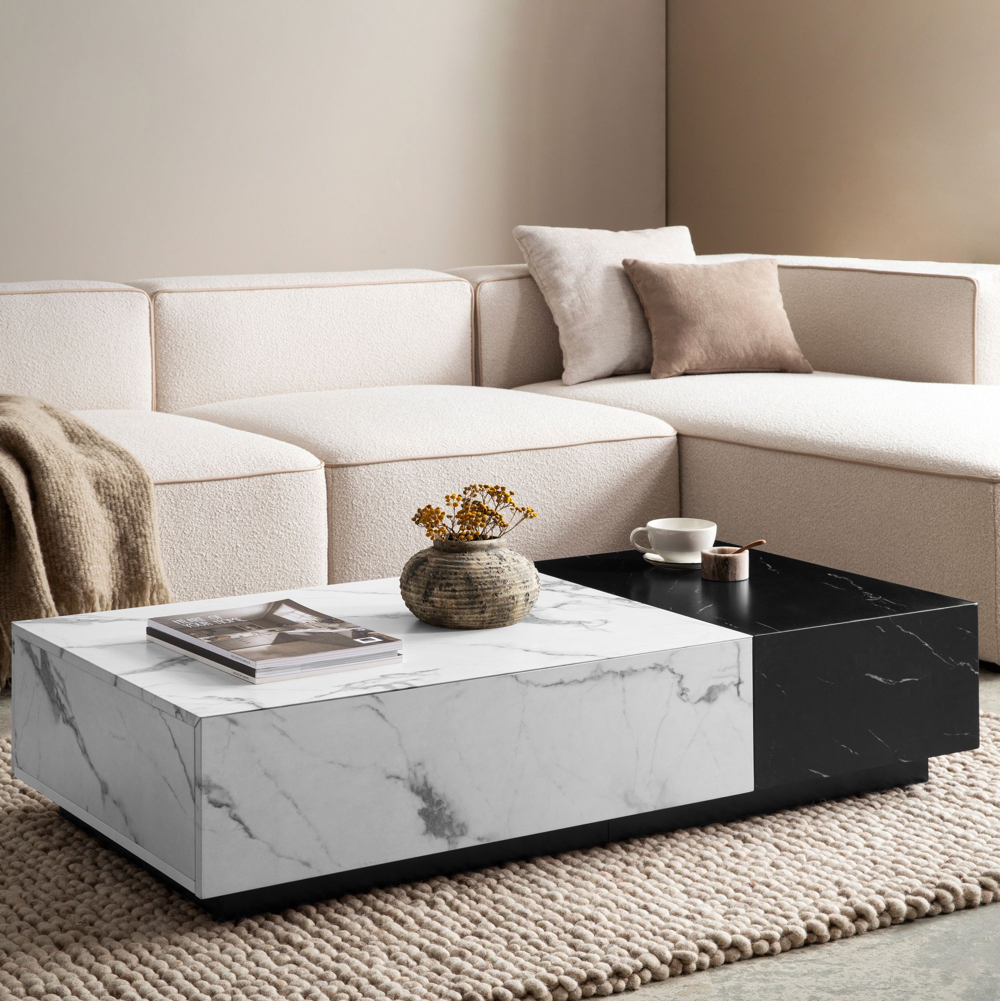 Couchtisch Hornnes Marmoroptik Weiß 120 × 60 × 28 cm