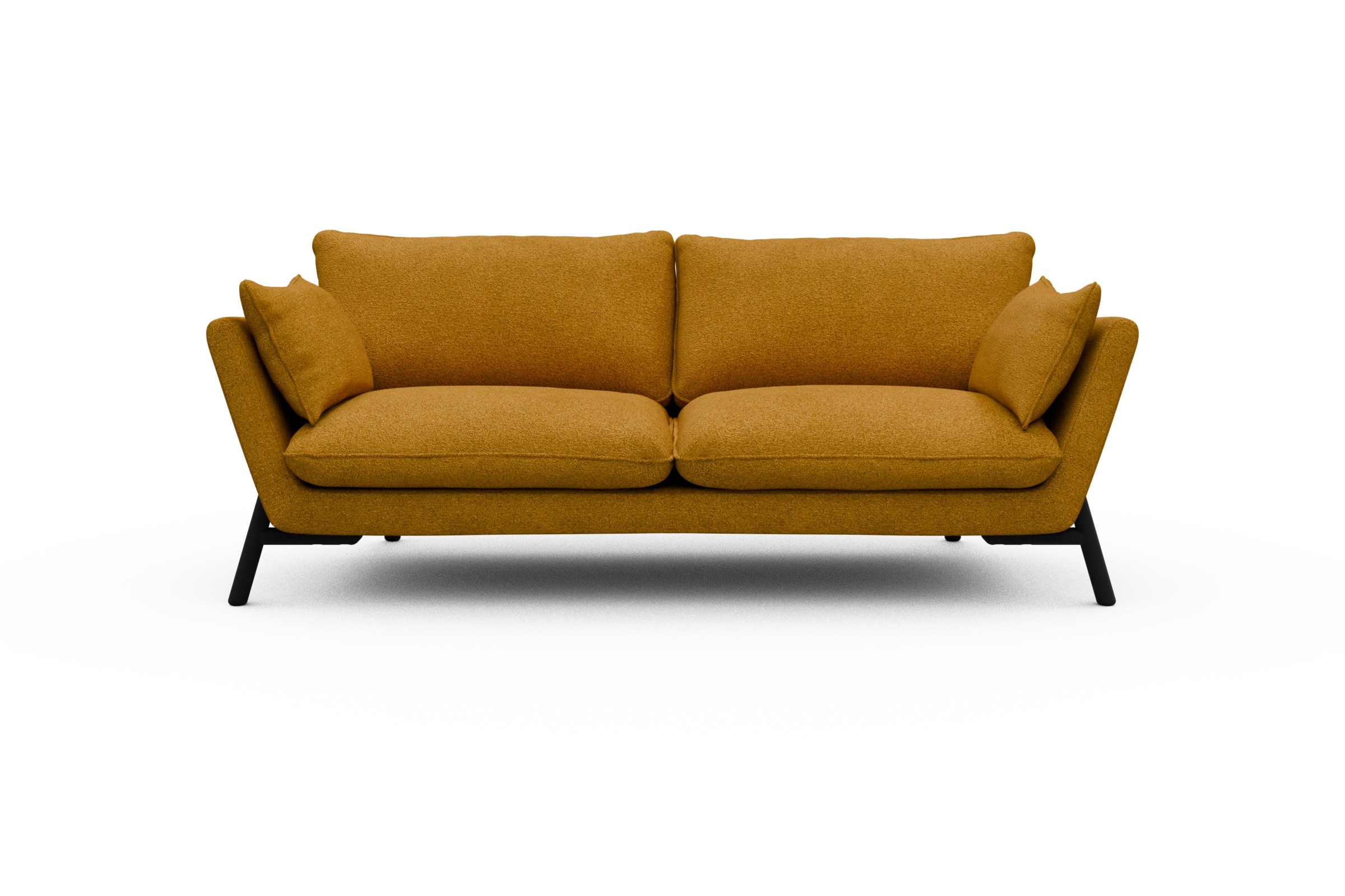 Skandi Home Sofa Emil 3-Sitzer Beinfarbe Eiche Schwarz Boucle-Ochre moebelfaktor