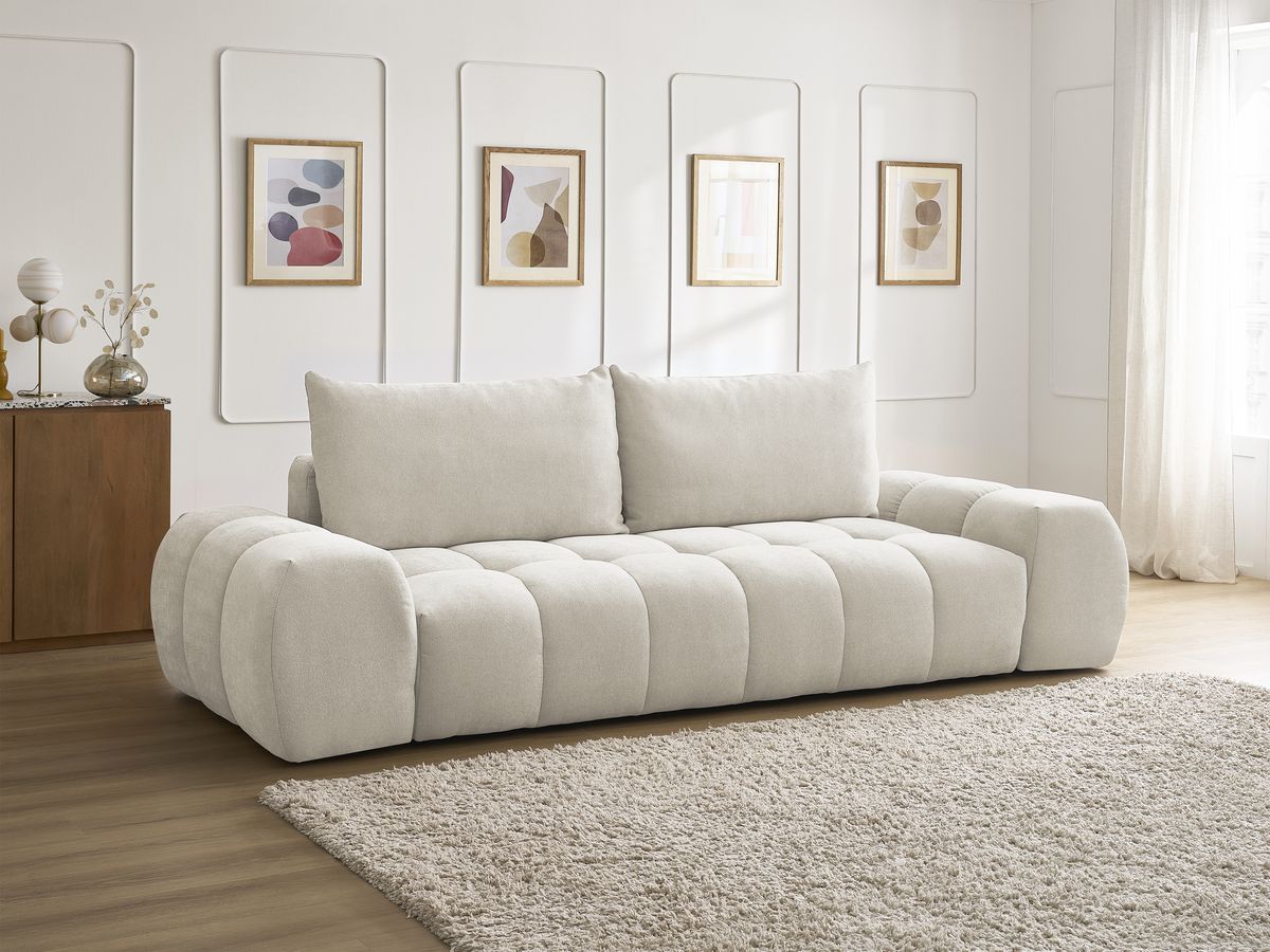 Bobochic Everest Sofa 3-Sitzer, 2 Kissen Strukturstoff Beige