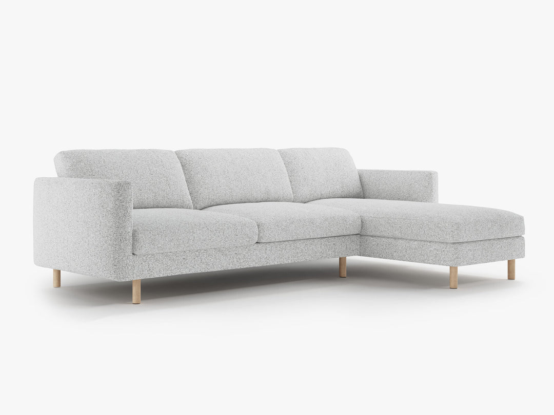 Micadoni Ecksofa Eden 4-Sitzer Rechts Strukturierter Stoff Hellgrau Melange