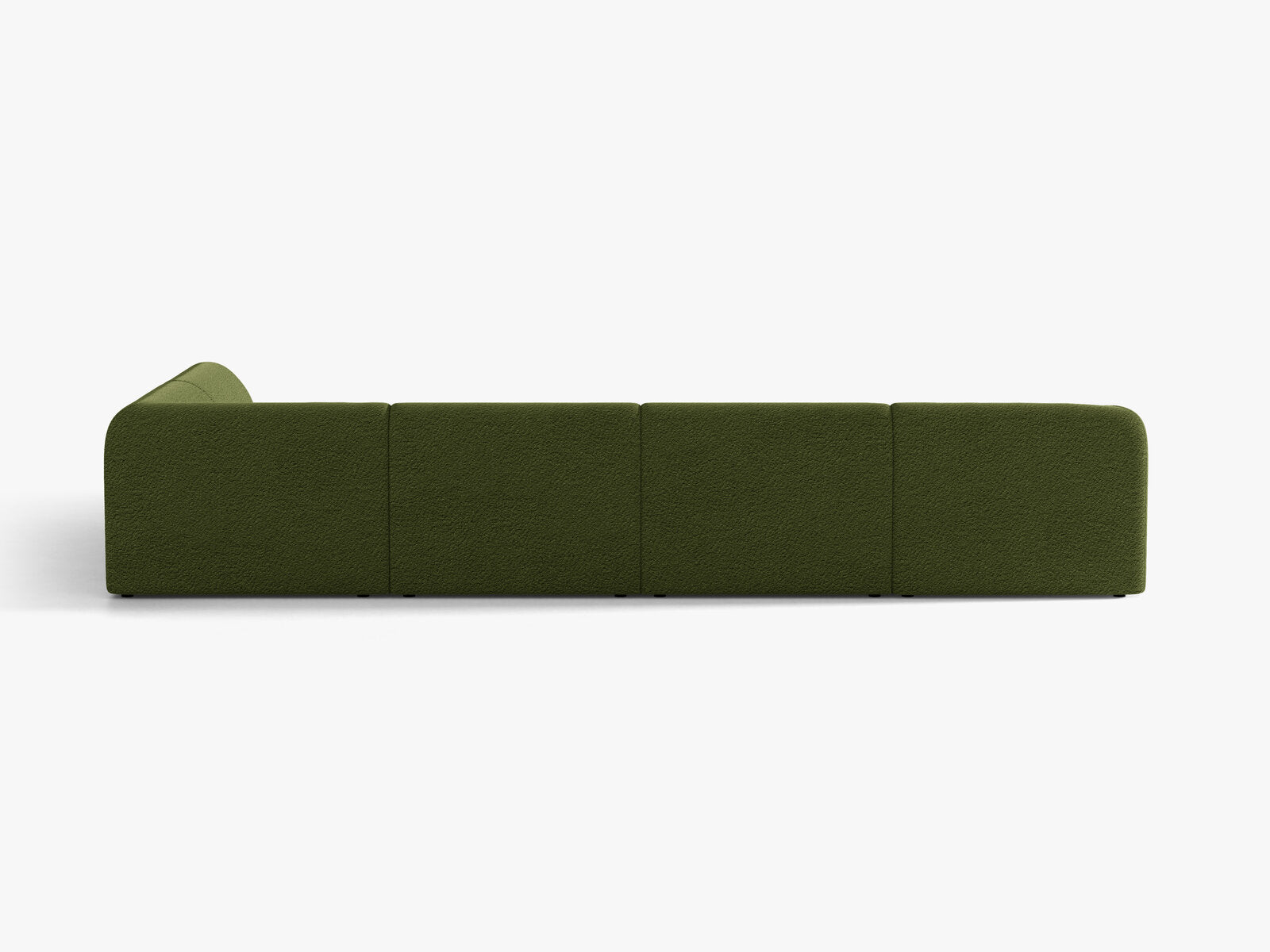 Micadoni Panorama-Ecksofa Miley 6-Sitzer Rechts Boucle Baloo Dunkel-Olivgrün