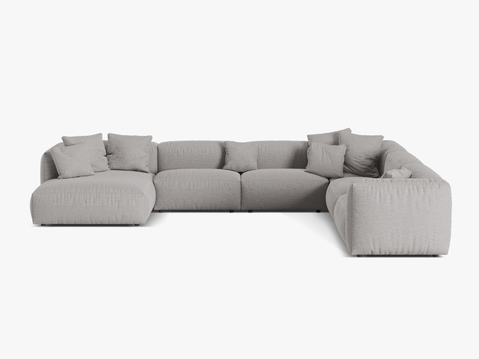 Micadoni modulares Ecksofa XL Martina 6-Sitzer Rechts Strukturierter Stoff Boston Hellgrau