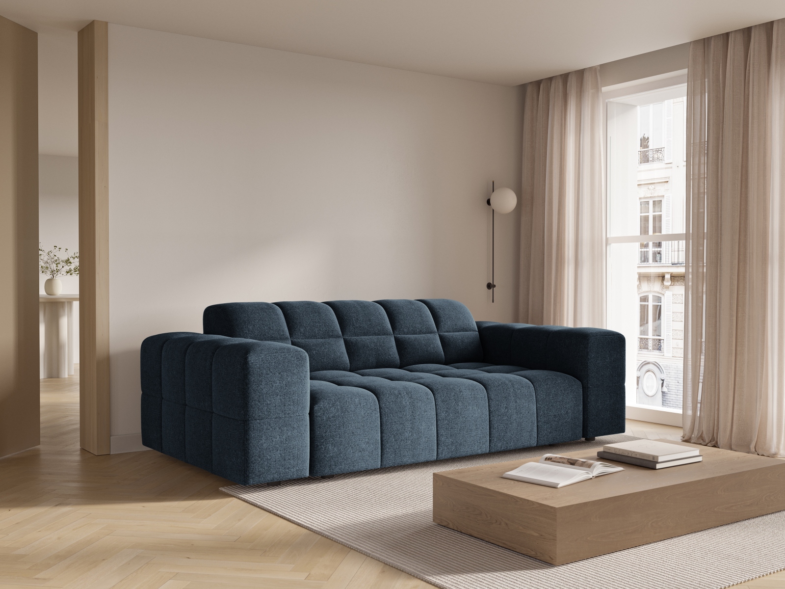 Cosmopolitan Design Sofa Chicago 2-Sitzer Chenille Haga Königsblau