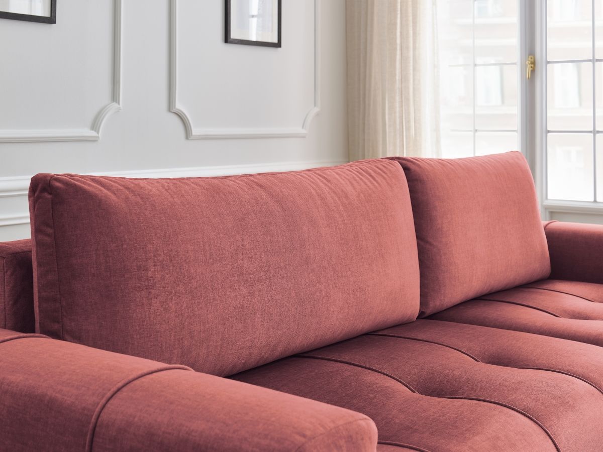 Bobochic Arsene Ecksofa mit Schlaffunktion und Bettkasten 288 × 148 cm Samt Orange