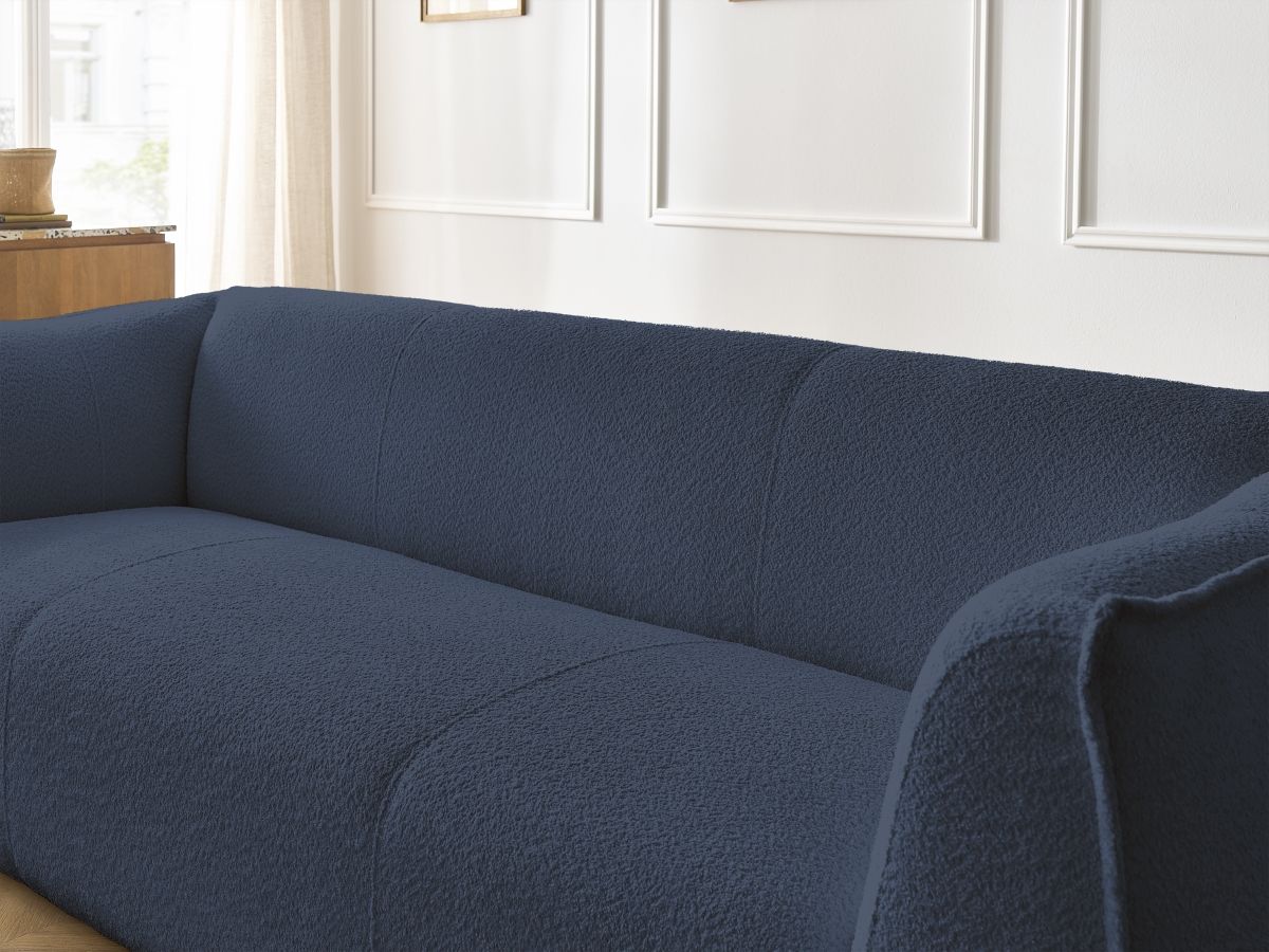 Bobochic Giorgia Sofa 3-Sitzer Bouclé-Stoff Dunkelblau