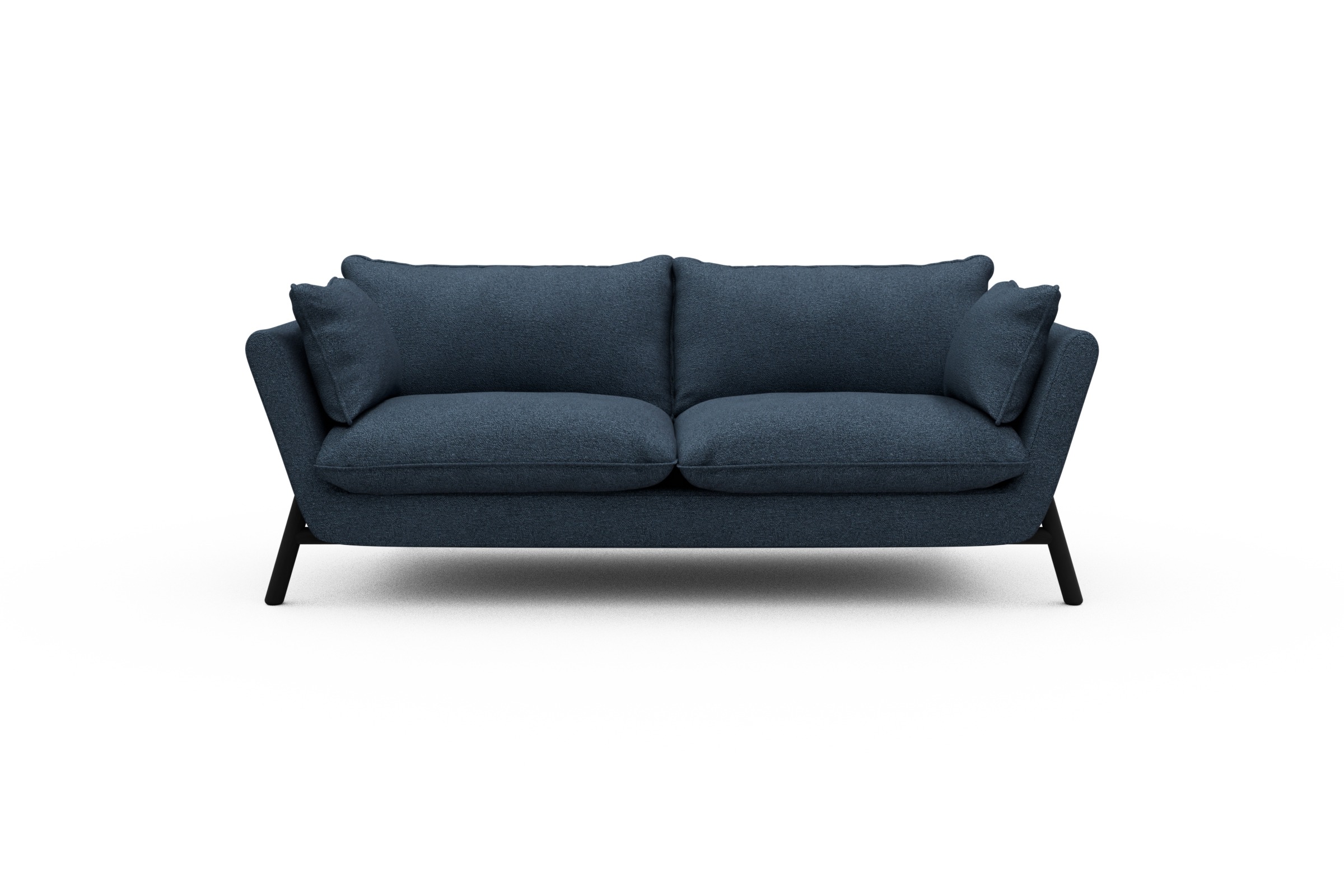 Skandi Home Sofa Emil PREMIUM 2-Sitzer Beinfarbe Eiche Schwarz Boucle-Blue moebelfaktor