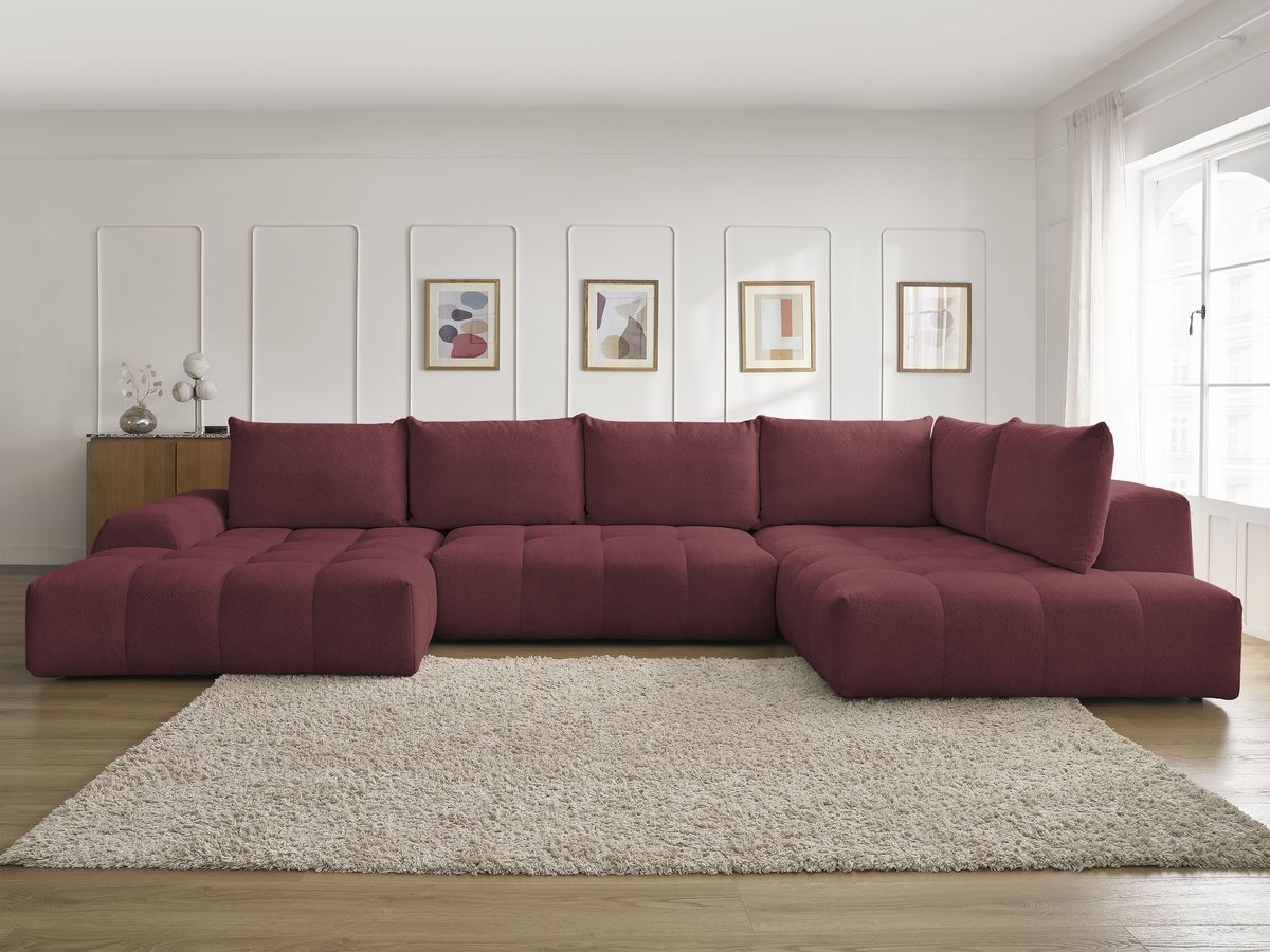 Bobochic Everest Wohnlandschaft, 6 Kissen Melange-Stoff Rot Ecke links